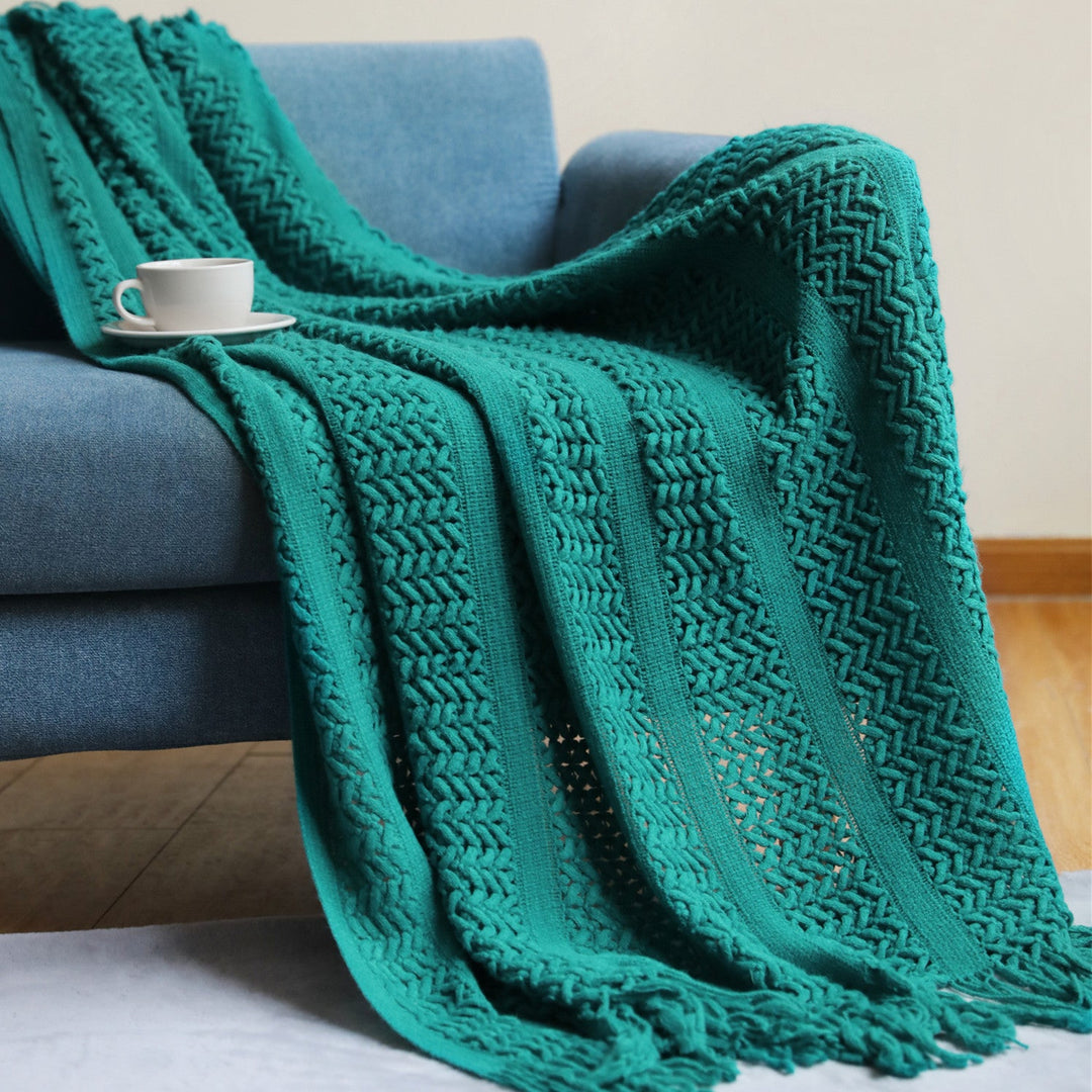 Women's Knit Blanket with Elegant Fringes Kalsten