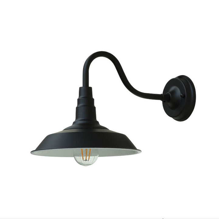 1-Bulb Gooseneck Wall Lamp Industrial Metal Wall Mounted Light with Barn Shade for Outdoor | Kalsten