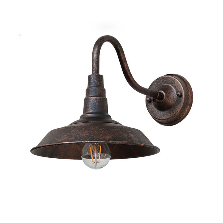 1-Bulb Gooseneck Wall Lamp Industrial Metal Wall Mounted Light with Barn Shade for Outdoor | Kalsten