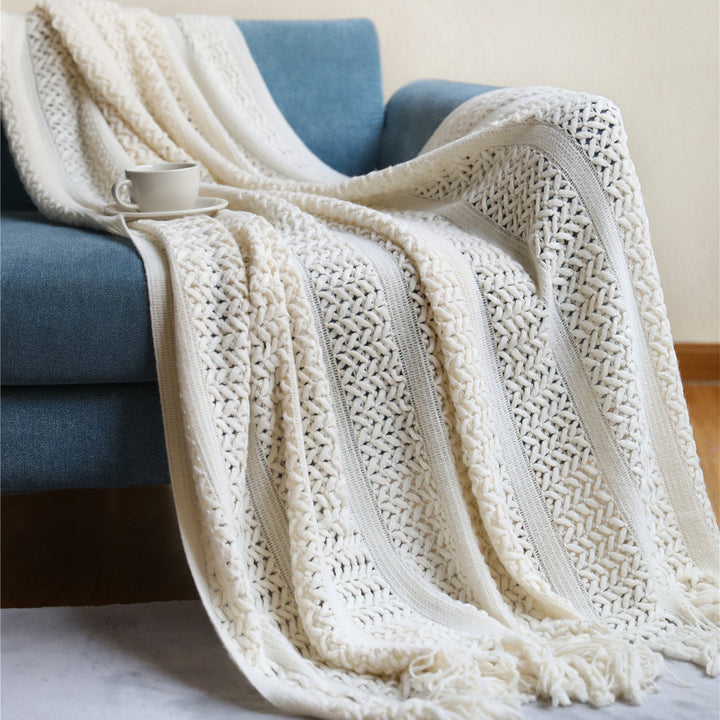 Women's Knit Blanket with Elegant Fringes Kalsten