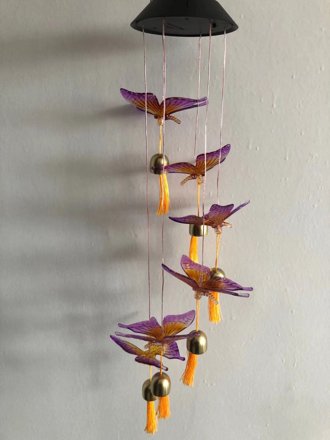 LED Solar Butterfly Wind Chime Garden Hanging Light Kalsten
