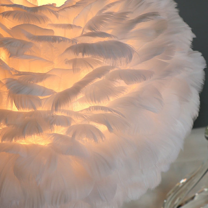 Romantic FeatherBeam - Modern Feather 1-Light Bed Lamp with Crystal Decor Kalsten