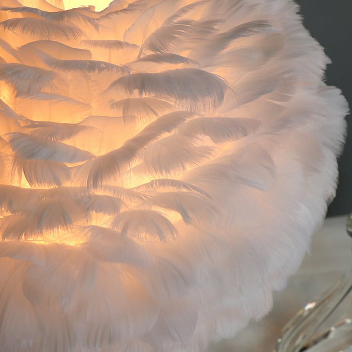 Romantic FeatherBeam - Modern Feather 1-Light Bed Lamp with Crystal Decor Kalsten