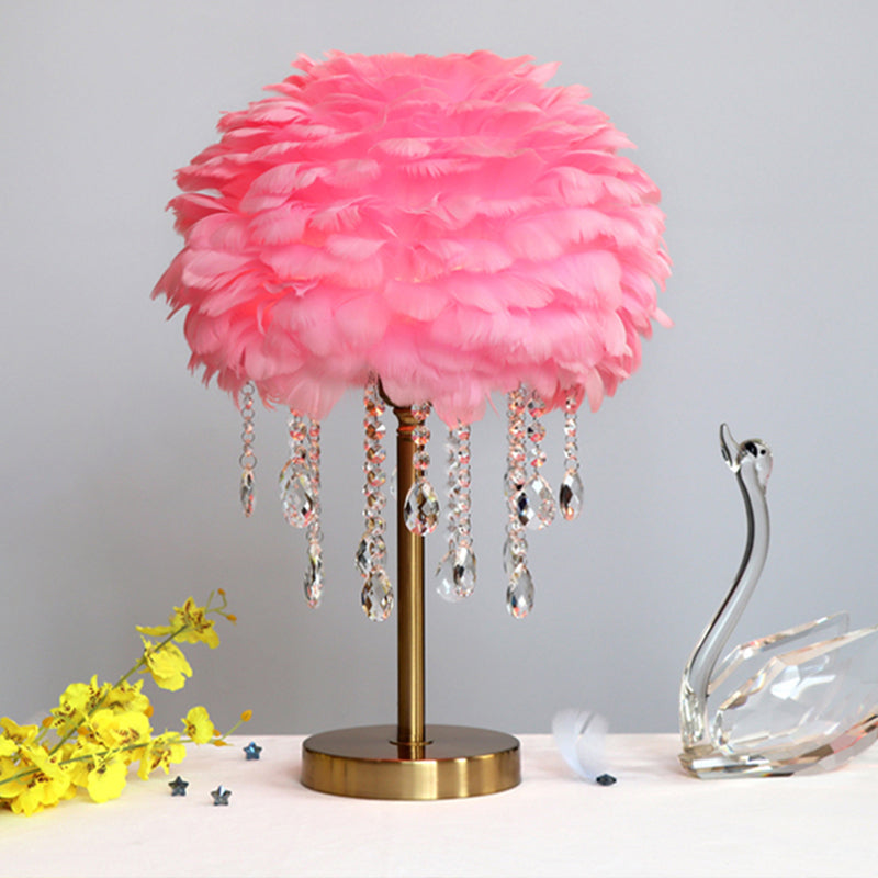 Romantic FeatherBeam - Modern Feather 1-Light Bed Lamp with Crystal Decor Kalsten