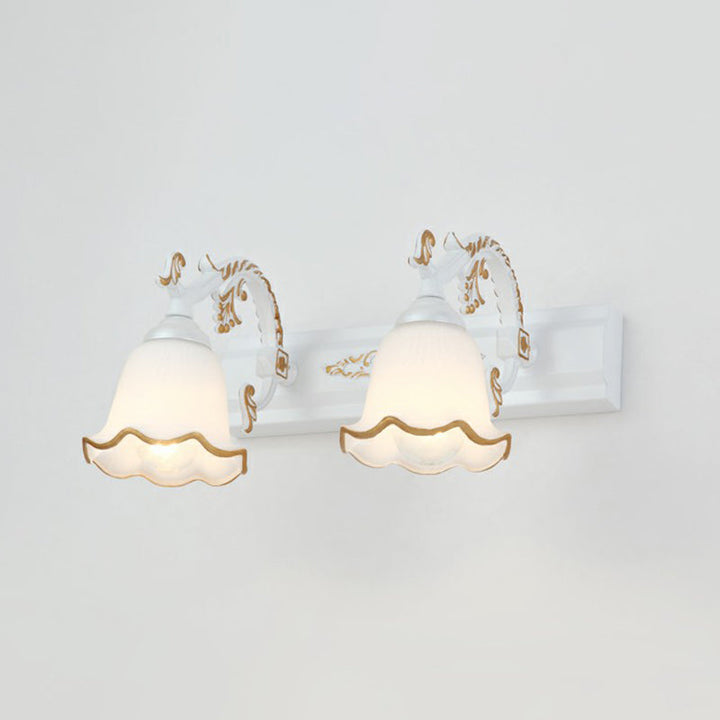Floral Bathroom Vanity Wall Light Fixture Vintage Style Opal Glass Wall Sconce Lighting | Kalsten