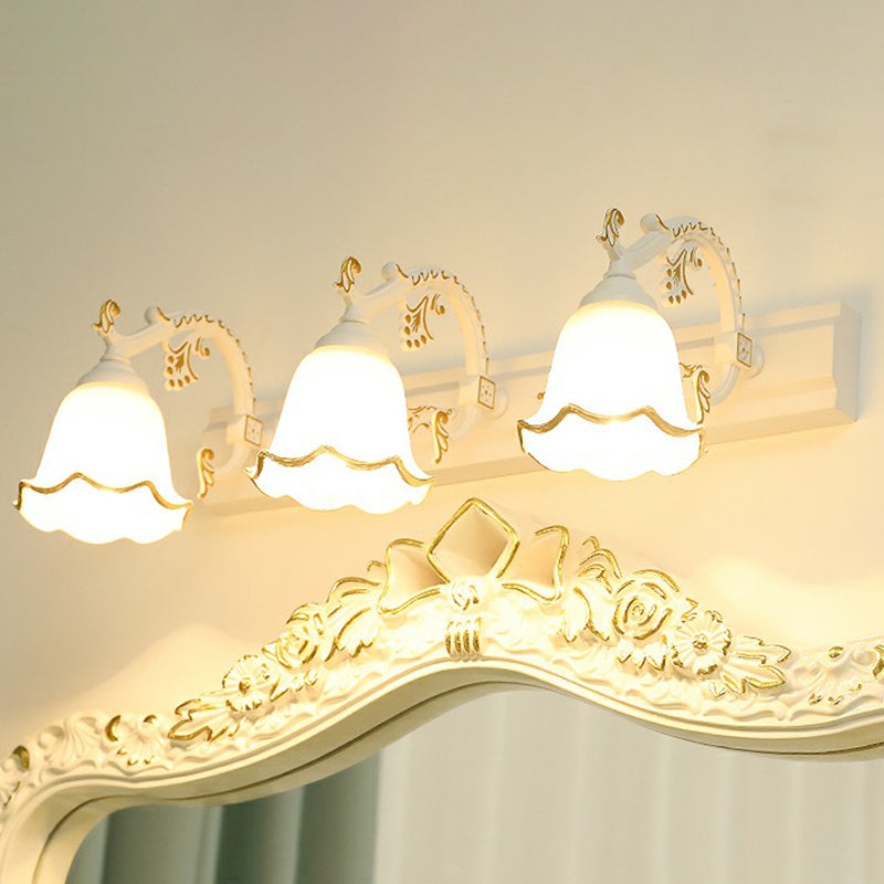 Floral Bathroom Vanity Wall Light Fixture Vintage Style Opal Glass Wall Sconce Lighting | Kalsten