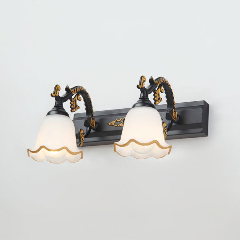 Floral Bathroom Vanity Wall Light Fixture Vintage Style Opal Glass Wall Sconce Lighting | Kalsten