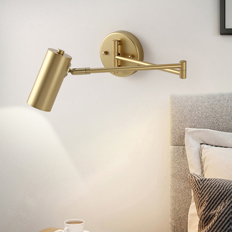 Tubular Bedside Wall Mounted Reading Lamp Metal 1 Bulb Postmodern Wall Light with Extendable Arm | Kalsten