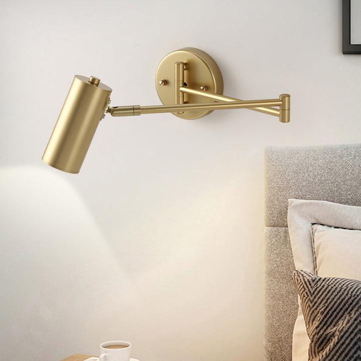 Tubular Bedside Wall Mounted Reading Lamp Metal 1 Bulb Postmodern Wall Light with Extendable Arm | Kalsten