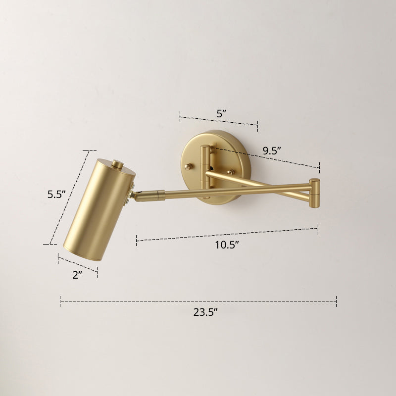 Tubular Bedside Wall Mounted Reading Lamp Metal 1 Bulb Postmodern Wall Light with Extendable Arm | Kalsten