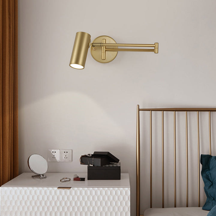 Tubular Bedside Wall Mounted Reading Lamp Metal 1 Bulb Postmodern Wall Light with Extendable Arm | Kalsten