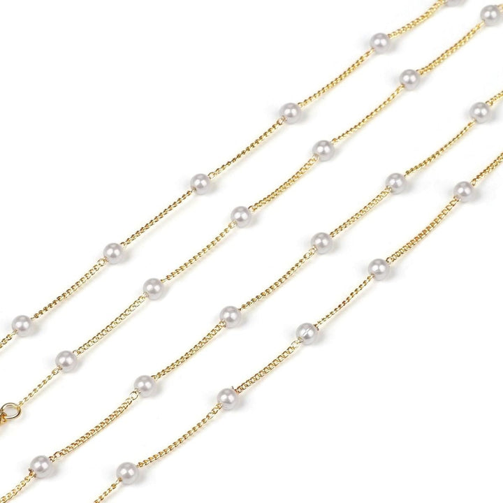Elegant glasses holder chain with pearls and stainless steel details Kalsten