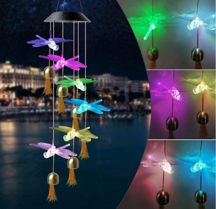 LED Solar Butterfly Wind Chime Garden Hanging Light Kalsten