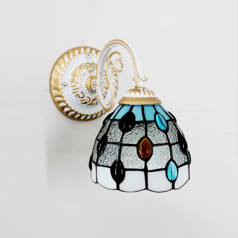 Kalsten | 1-Head Shade Wall Lamp Tiffany Style Handmade Glass Wall Lamp for Living Room