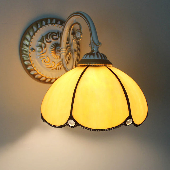 Kalsten | 1-Head Shade Wall Lamp Tiffany Style Handmade Glass Wall Lamp for Living Room