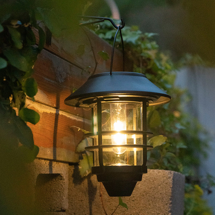 Contemporary Retro Solar Waterproof Aluminum Glass Lantern Cylinder 1-Light Hanging Wall Sconce Lamp For Outdoor Patio | Kalsten