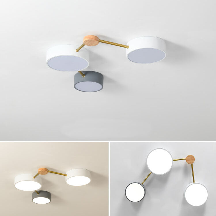 Flush Mount Ceiling Light Iron Solid Wood Acrylic 36W 23.6 in Gray Modern Hallway Living Room Bedroom Lighting | Kalsten