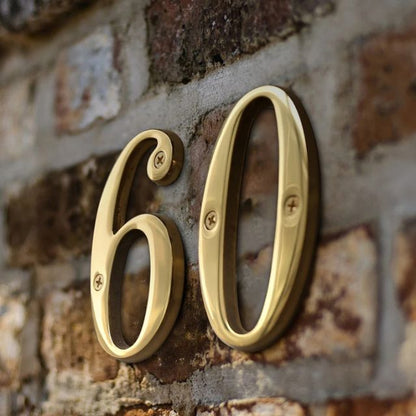 Traditional house numbers made of solid brass
