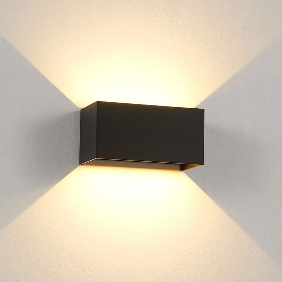 Modern Outdoor Waterproof Rectangular LED Up and Down Illuminated Outdoor Wall Sconce Lamp | Kalsten