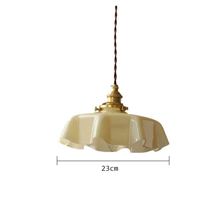 Modern Romantic Small Glass Ribbon Edge Pendant Light For Living Room | Kalsten