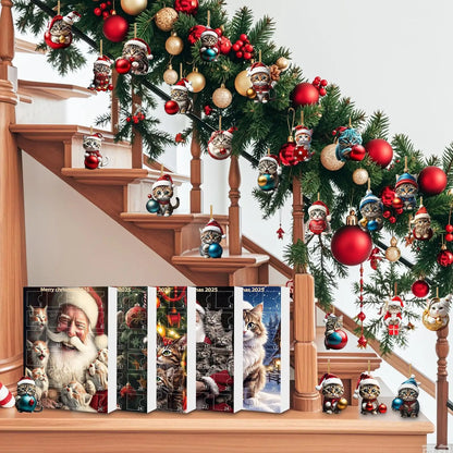 Skanto | 24-Piece Cat Christmas Ornament Set of Durable Acrylic for Advent Calendar Decoration