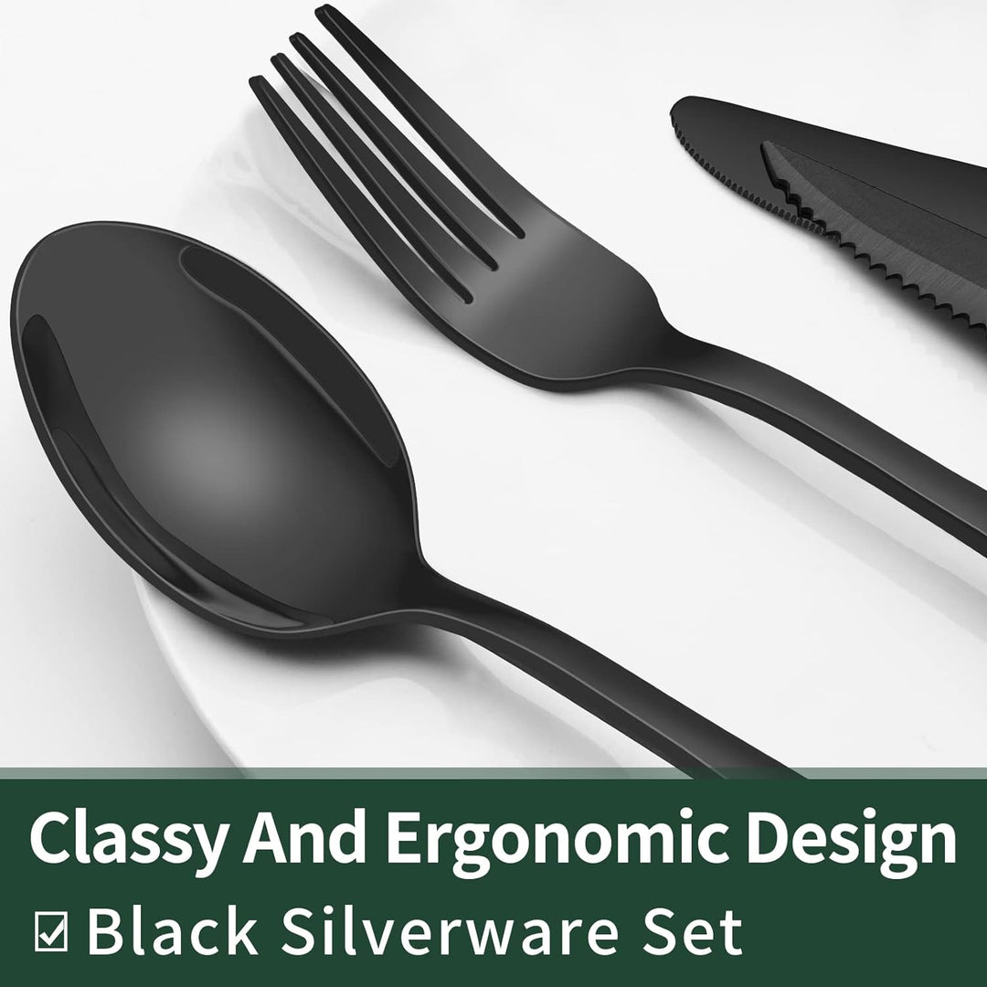 Kalsten | Luxury 24-Piece Black Cutlery Set – Stainless Steel & Dishwasher Safe