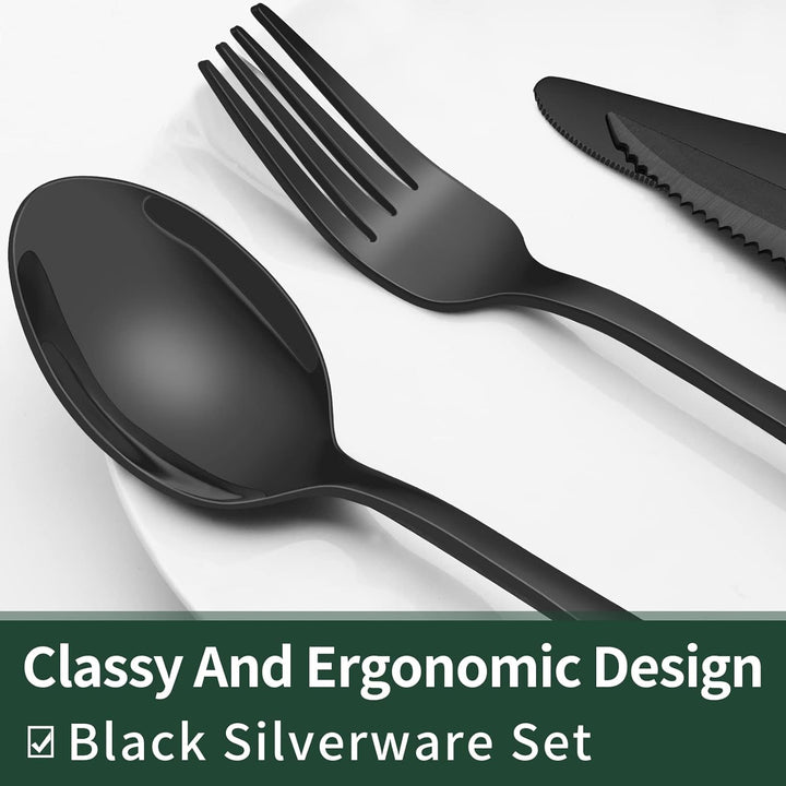 Kalsten | Luxury 24-Piece Black Cutlery Set – Stainless Steel & Dishwasher Safe