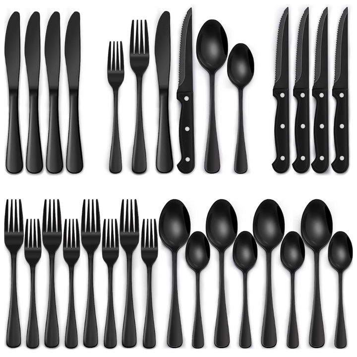 Kalsten | Luxury 24-Piece Black Cutlery Set – Stainless Steel & Dishwasher Safe