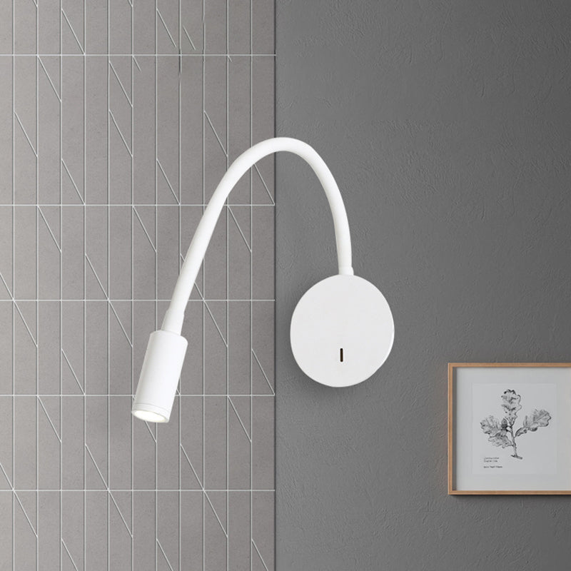 Adjustable Cylinder Reading Wall Light Contemporary Silicone and Metal LED Black/White Sconce Lamp | Kalsten