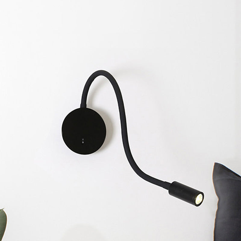 Adjustable Cylinder Reading Wall Light Contemporary Silicone and Metal LED Black/White Sconce Lamp | Kalsten