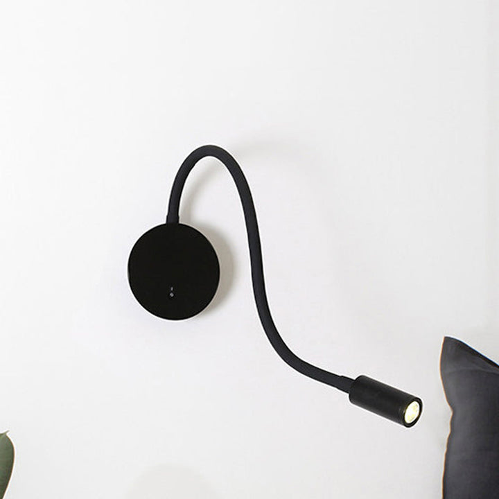 Adjustable Cylinder Reading Wall Light Contemporary Silicone and Metal LED Black/White Sconce Lamp | Kalsten