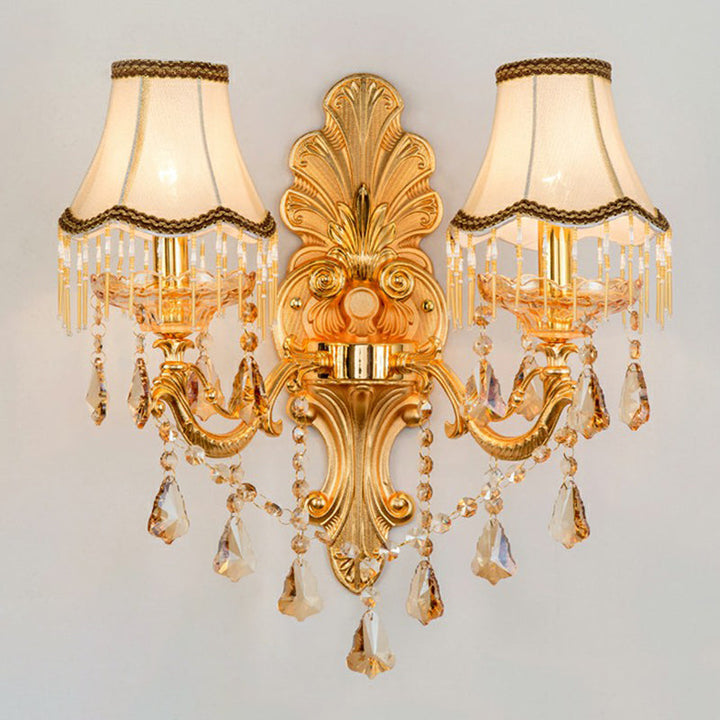 Victorian Candle Wall Sconce Lighting Metal Wall Mount Light with Shade and Crystal Decor | Kalsten