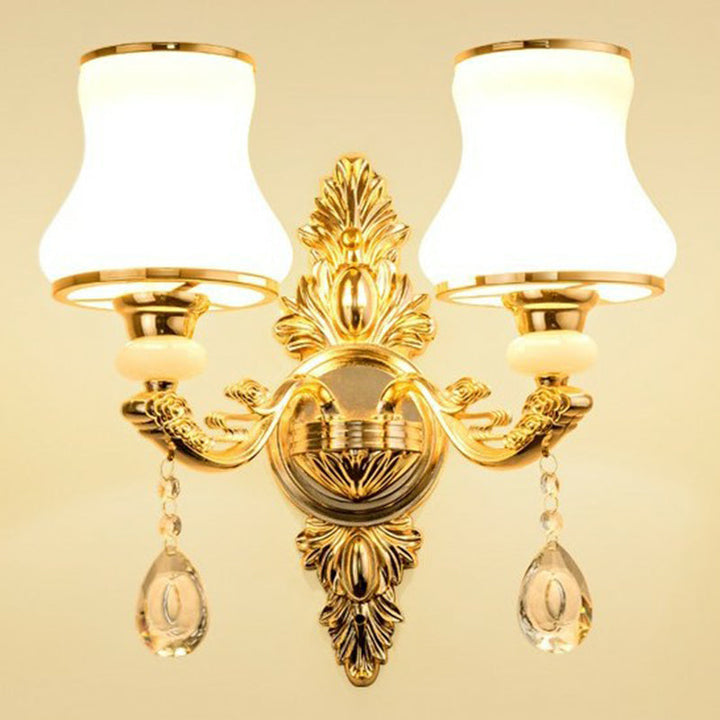 Victorian Candle Wall Sconce Lighting Metal Wall Mount Light with Shade and Crystal Decor | Kalsten