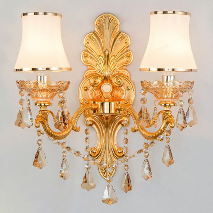 Victorian Candle Wall Sconce Lighting Metal Wall Mount Light with Shade and Crystal Decor | Kalsten