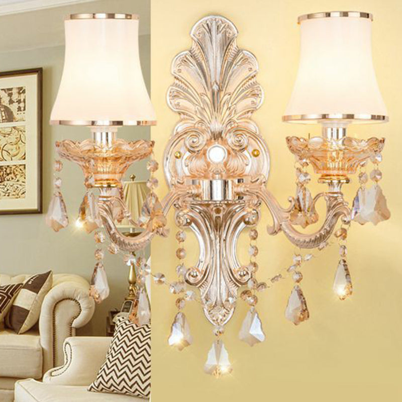 Victorian Candle Wall Sconce Lighting Metal Wall Mount Light with Shade and Crystal Decor | Kalsten