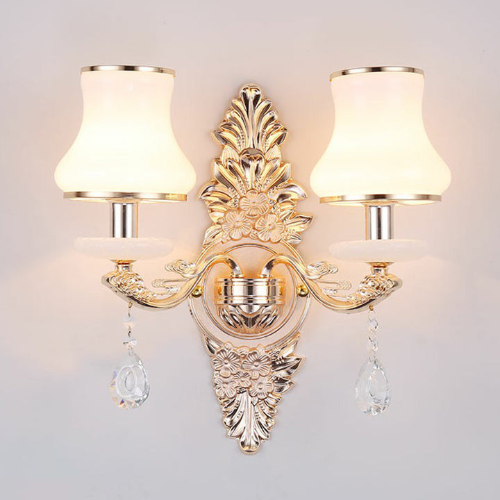 Victorian Candle Wall Sconce Lighting Metal Wall Mount Light with Shade and Crystal Decor | Kalsten