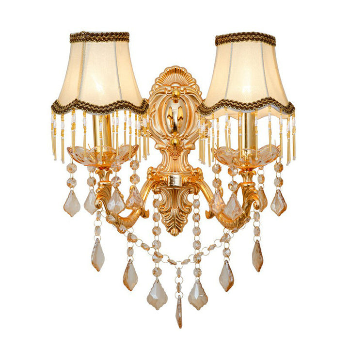 Victorian Candle Wall Sconce Lighting Metal Wall Mount Light with Shade and Crystal Decor | Kalsten