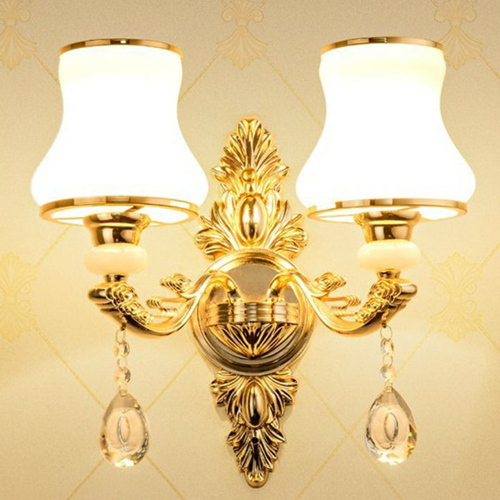 Victorian Candle Wall Sconce Lighting Metal Wall Mount Light with Shade and Crystal Decor | Kalsten