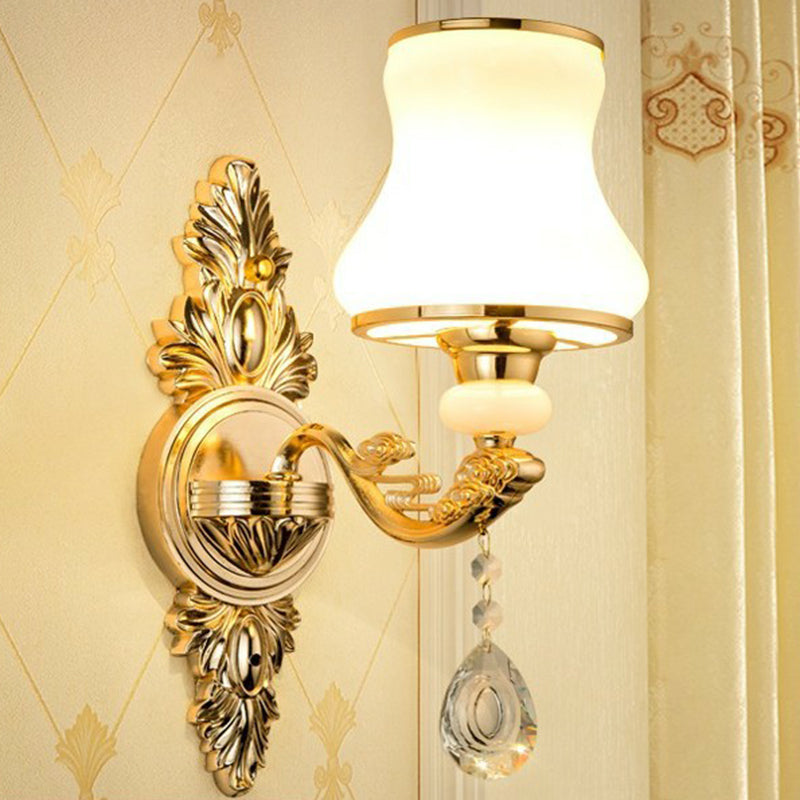 Victorian Candle Wall Sconce Lighting Metal Wall Mount Light with Shade and Crystal Decor | Kalsten