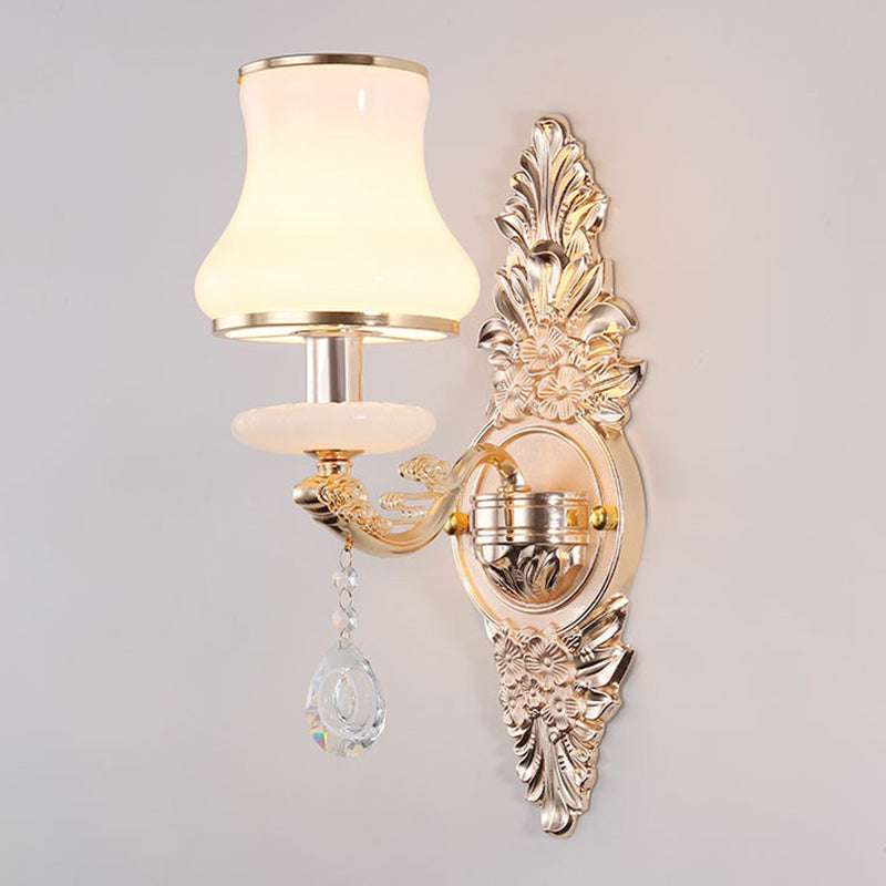 Victorian Candle Wall Sconce Lighting Metal Wall Mount Light with Shade and Crystal Decor | Kalsten