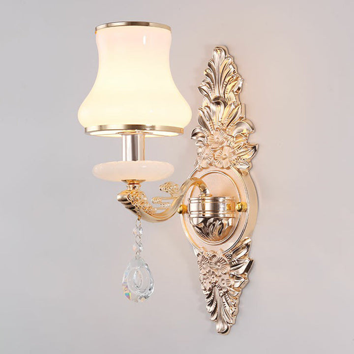 Victorian Candle Wall Sconce Lighting Metal Wall Mount Light with Shade and Crystal Decor | Kalsten