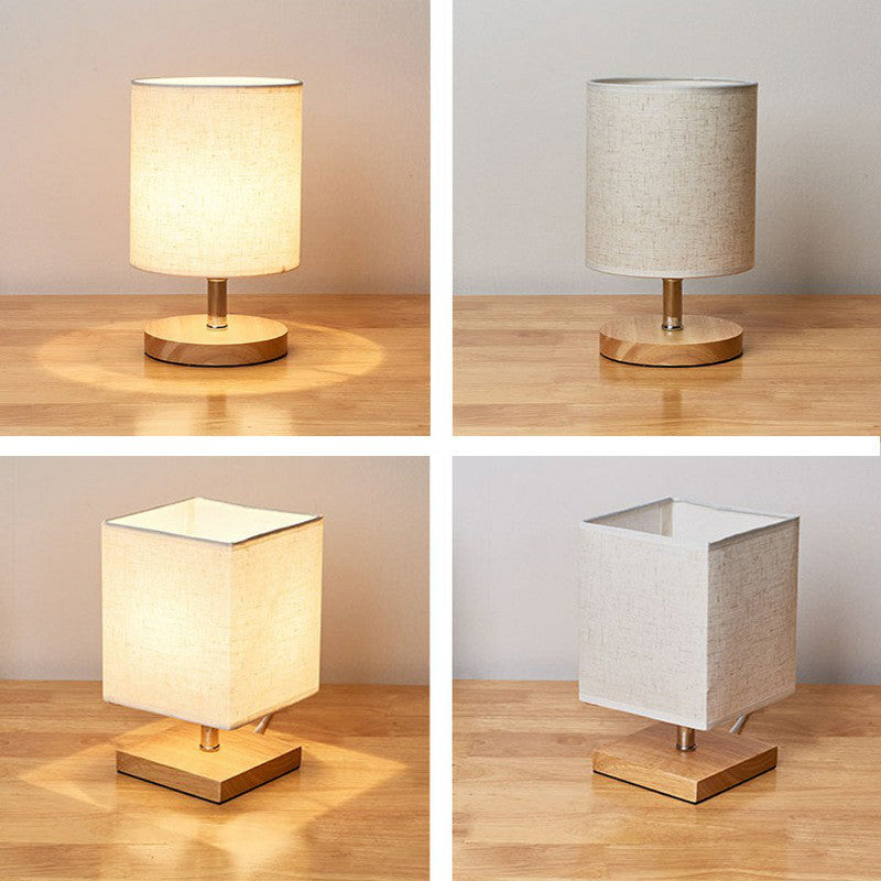 Wood & Linen Table Lamp – Minimalist Design