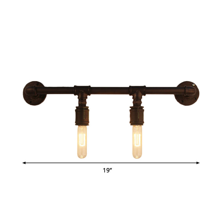 Iron Black Wall Light Straight Pipe 2/4/6 Bulbs Industrial Wall Sconce Light for Living Room | Kalsten