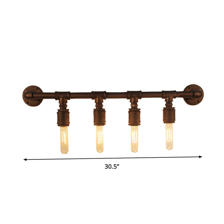 Iron Black Wall Light Straight Pipe 2/4/6 Bulbs Industrial Wall Sconce Light for Living Room | Kalsten