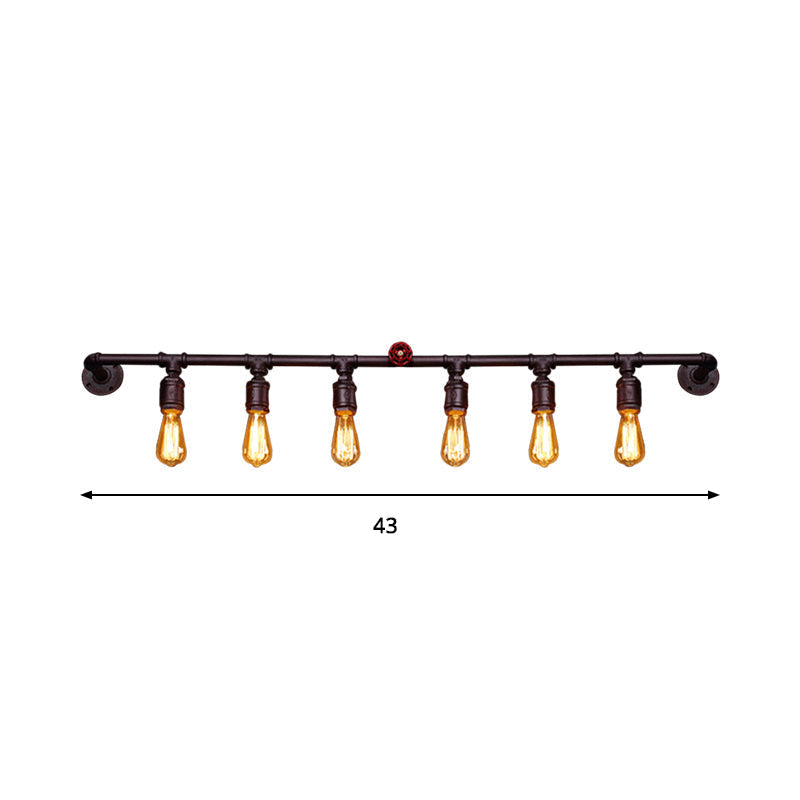 Iron Black Wall Light Straight Pipe 2/4/6 Bulbs Industrial Wall Sconce Light for Living Room | Kalsten