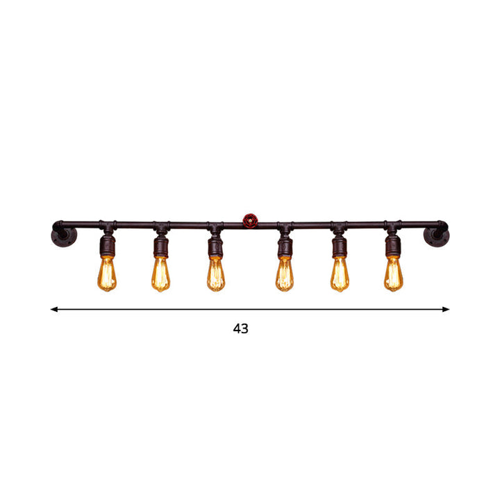 Iron Black Wall Light Straight Pipe 2/4/6 Bulbs Industrial Wall Sconce Light for Living Room | Kalsten