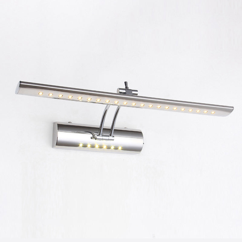 Kalsten | Nickel Finish Linear Wall Lamp Contemporary 16"/21.5" Width LED Metallic Makeup Lighting in White/Warm Light