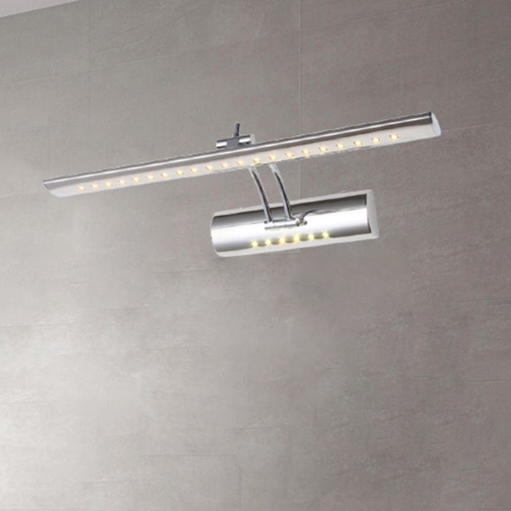 Kalsten | Nickel Finish Linear Wall Lamp Contemporary 16"/21.5" Width LED Metallic Makeup Lighting in White/Warm Light