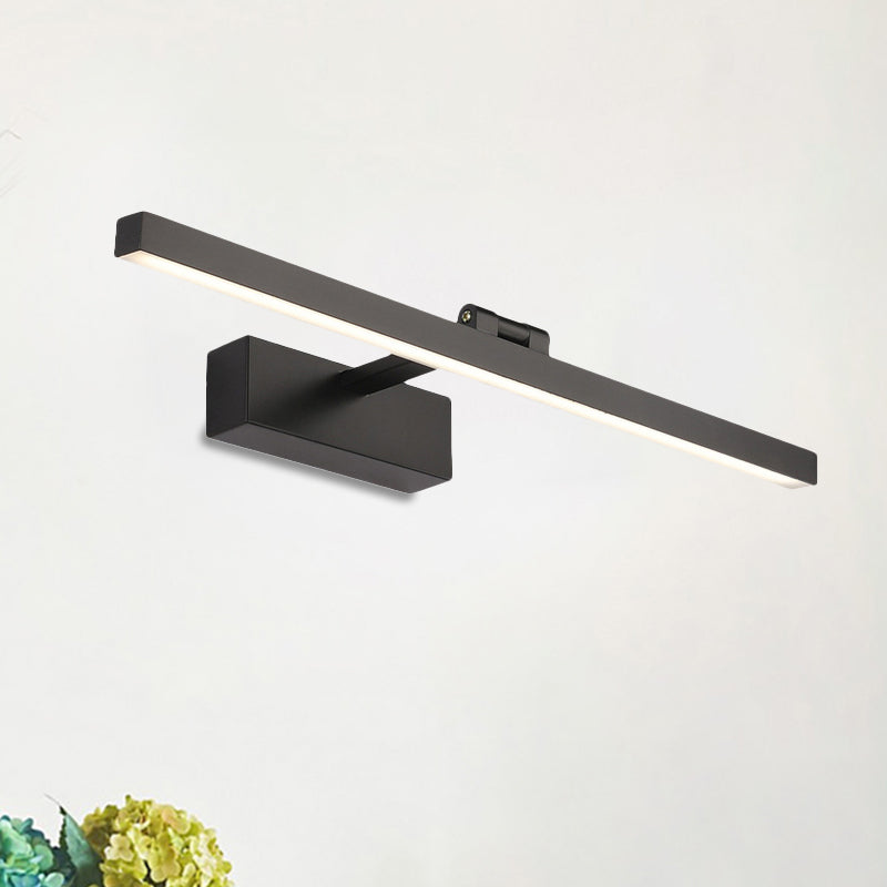 Simplistic Style Rectangle Aluminum Wall Lamp 16"/19.5" W LED Vanity Mirror Light in Black/White for Bathroom | Kalsten