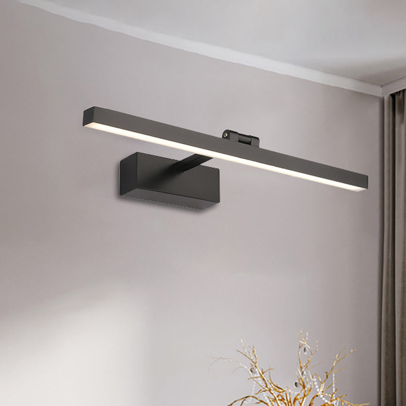Simplistic Style Rectangle Aluminum Wall Lamp 16"/19.5" W LED Vanity Mirror Light in Black/White for Bathroom | Kalsten